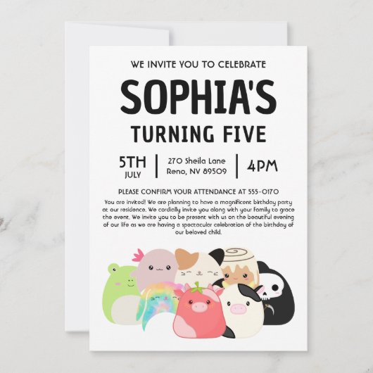 Squishmallow Birthday Party Kaart (Voorkant)