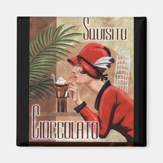 Squisito Cioccolato Italy Chocolate Woman in Red Magneet (Voorkant)
