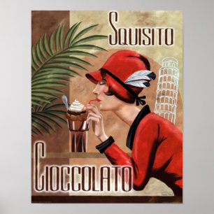 Squisito Cioccolato Italy Chocolate Woman in Red Poster