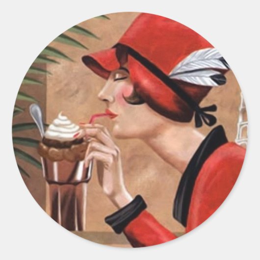 Squisito Cioccolato Italy Chocolate Woman in Red Ronde Sticker (Voorkant)