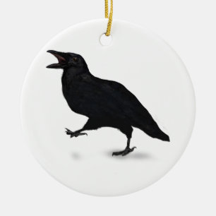 Sqwarking Crow Keramisch Ornament