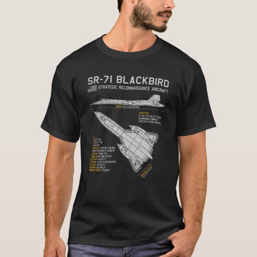 SR-71 Blackbird Vliegtuig Spy Plane Blauwdruk Gege T-shirt (Voorkant)