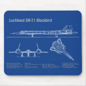 SR-71 Blackbird - Vliegtuigblauwdruk Plannen AD Muismat (Voorkant)