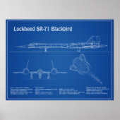 SR-71 Blackbird - Vliegtuigblauwdruk Plannen AD Poster (Voorkant)