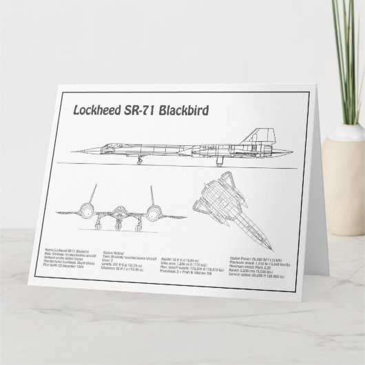 SR-71 Blackbird - Vliegtuigblauwdruk Plannen BD Bedankkaart (Voorkant)
