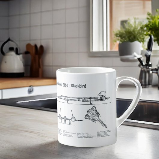 SR-71 Blackbird - Vliegtuigblauwdruk Plannen BD Koffiemok