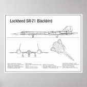 SR-71 Blackbird - Vliegtuigblauwdruk Plannen BD Poster (Voorkant)