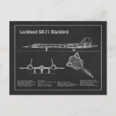 SR-71 Blackbird - Vliegtuigblauwdruk Plannen PD Briefkaart (Voorkant)