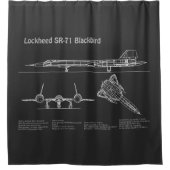 SR-71 Blackbird - Vliegtuigblauwdruk Plannen PD Douchegordijn (Voorkant)