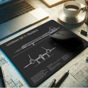 SR-71 Blackbird - Vliegtuigblauwdruk Plannen PD Muismat