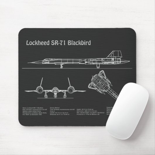 SR-71 Blackbird - Vliegtuigblauwdruk Plannen PD Muismat (Met muis)
