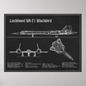 SR-71 Blackbird - Vliegtuigblauwdruk Plannen PD Poster (Voorkant)