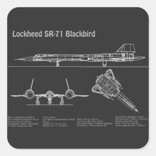 SR-71 Blackbird - Vliegtuigblauwdruk Plannen PD Vierkante Sticker