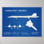 SR-71 Blackbird - Vliegtuigblauwdrukplannen ABD Poster (Voorkant)