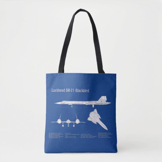SR-71 Blackbird - Vliegtuigblauwdrukplannen ABD Tote Bag (Voorkant)