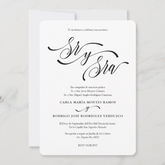 SR Y SRA 2 Bewerkbare Spaanse trouwuitnodiging Kaart (Voorkant)