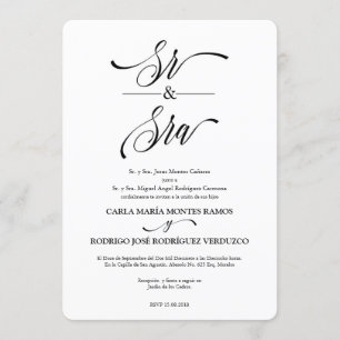 Sr y Sra Spanish Wedding Invitation Kaart