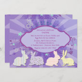 Srapbooking Bunnies Pasen Uitnodiging (Voorkant / Achterkant)