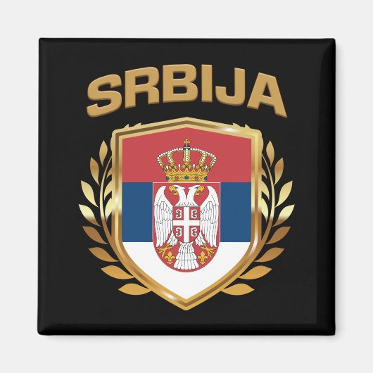 Srbija Flag Shield Servië Magneet (Voorkant)