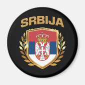 Srbija Flag Shield Servië Magneet (Voorkant)