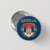 Srbija Flag Shield Servië Ronde Button 3,2 Cm (Voorkant /achterkant)