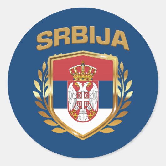 Srbija Flag Shield Servië Ronde Sticker (Voorkant)