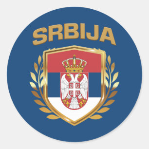 Srbija Flag Shield Servië Ronde Sticker