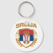 Srbija Flag Shield Servië Sleutelhanger (Voorkant)
