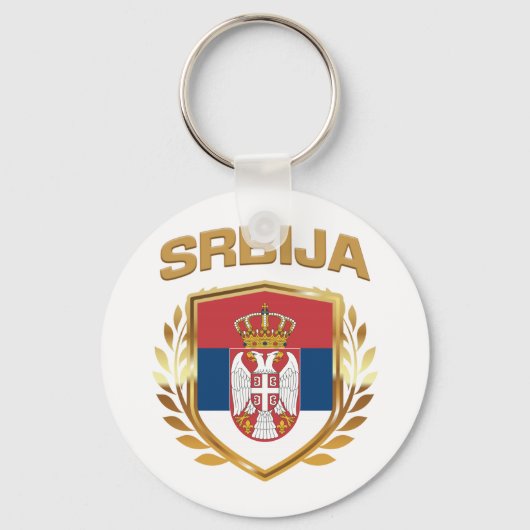 Srbija Flag Shield Servië Sleutelhanger (Voorkant)