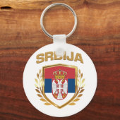 Srbija Flag Shield Servië Sleutelhanger (Voorkant)