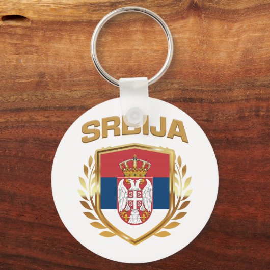 Srbija Flag Shield Servië Sleutelhanger (Voorkant)