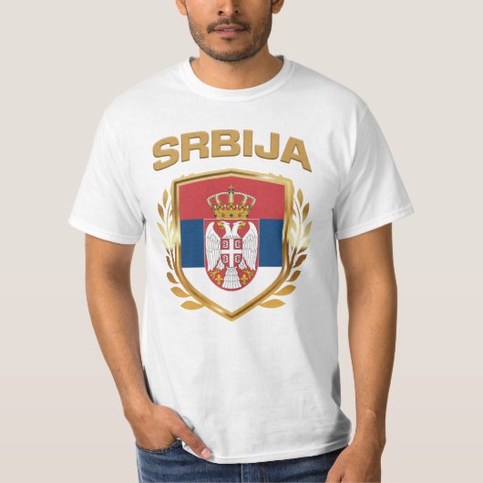 Srbija Flag Shield Servië T-shirt (Voorkant)