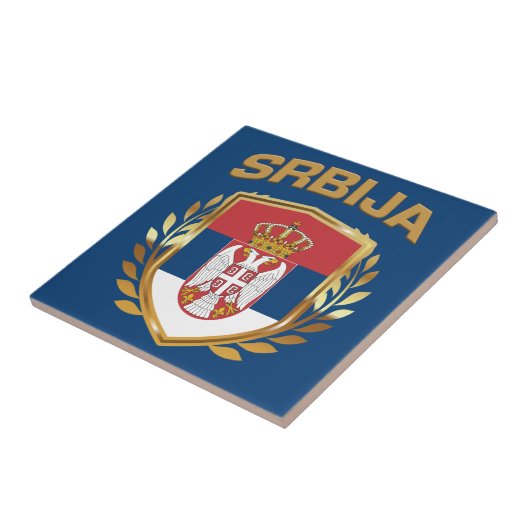Srbija Flag Shield Servië Tegeltje (Zijkant)