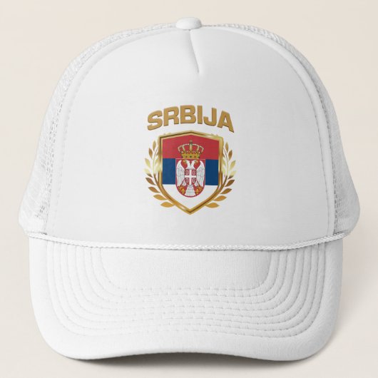 Srbija Flag Shield Servië Trucker Pet (Voorkant)