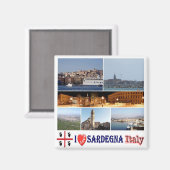 SRD039 SARDINIË I Love, Mozaïek, Italië, Koelkast Magneet (Voorkant / Achterkant)