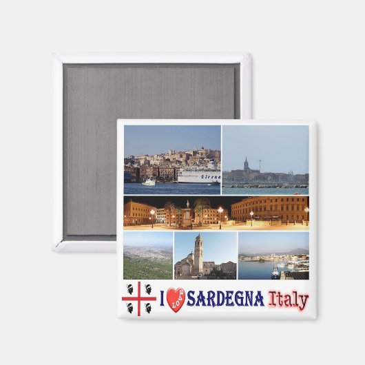 SRD039 SARDINIË I Love, Mozaïek, Italië, Koelkast Magneet (Voorkant / Achterkant)