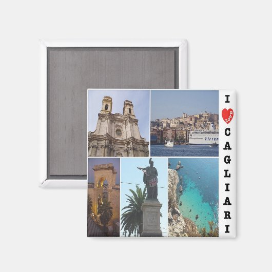 SRD061 CAGLIARI I Love Mozaïek, Sardinië, Koelkast Magneet (Voorkant / Achterkant)