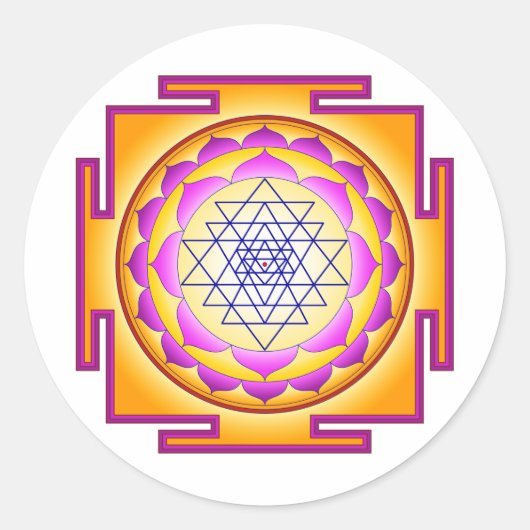 Sri Chakra Goddess Shri Lalitha Tripura Sundari Ronde Sticker (Voorkant)