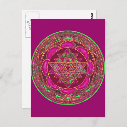 Sri Lakshmi Yantra Mandala briefkaart (Voorkant / Achterkant)
