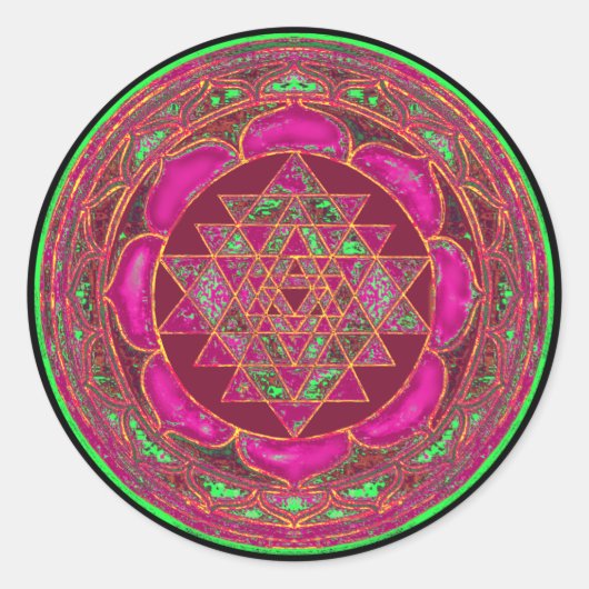 Sri Lakshmi Yantra Mandala Ronde Sticker (Voorkant)
