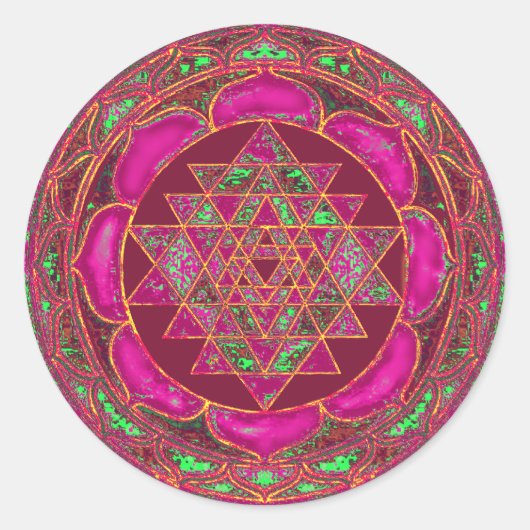 Sri Lakshmi Yantra Mandala Ronde Sticker (Voorkant)