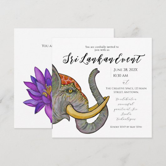 Sri Lanka Artistiek Ontwerp Save The Date (Voorkant / Achterkant)