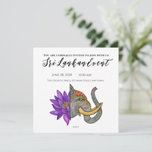 Sri Lanka Artistiek Ontwerp Save The Date (Staand voorkant)