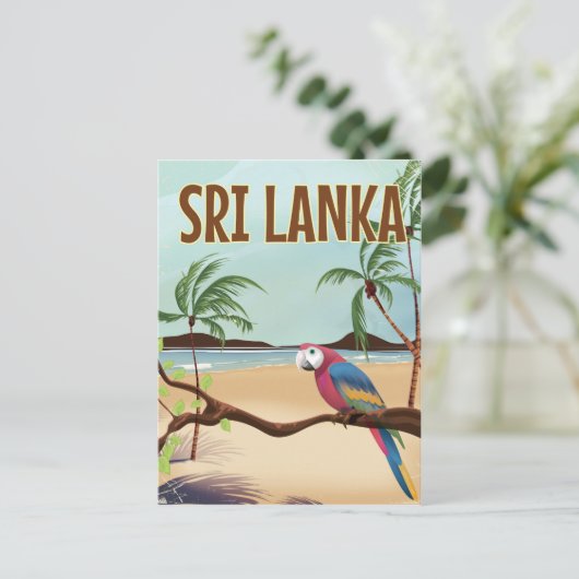 Sri Lanka Beach vintage-poster Briefkaart (Staand voorkant)