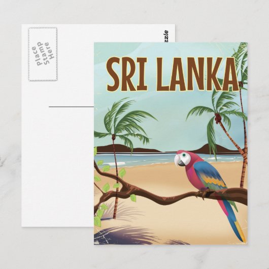 Sri Lanka Beach vintage-poster Briefkaart (Voorkant / Achterkant)