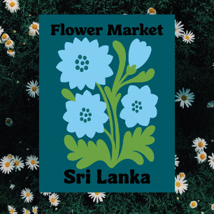 Sri Lanka Bloemenmarkt Blauwe Waterlelie Bloemen Briefkaart