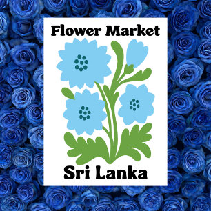 Sri Lanka Bloemenmarkt Blauwe Waterlelie Tropisch Briefkaart