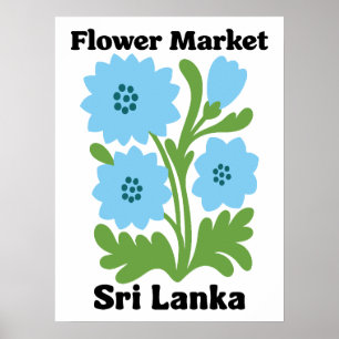 Sri Lanka Bloemenmarkt Blauwe Waterlelie Tropisch Poster
