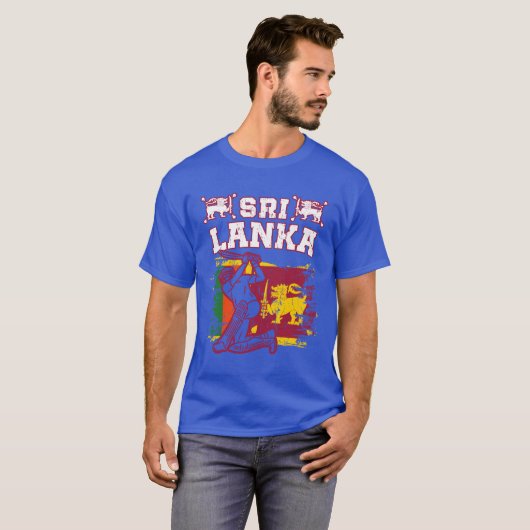 Sri Lanka Cricket Gift, Vlaggenborstel Slag T-shirt (Voorkant volledig)