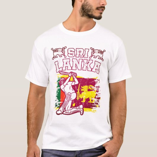Sri Lanka Cricket Gift, Vlaggenborstel Slag T-shirt (Voorkant)